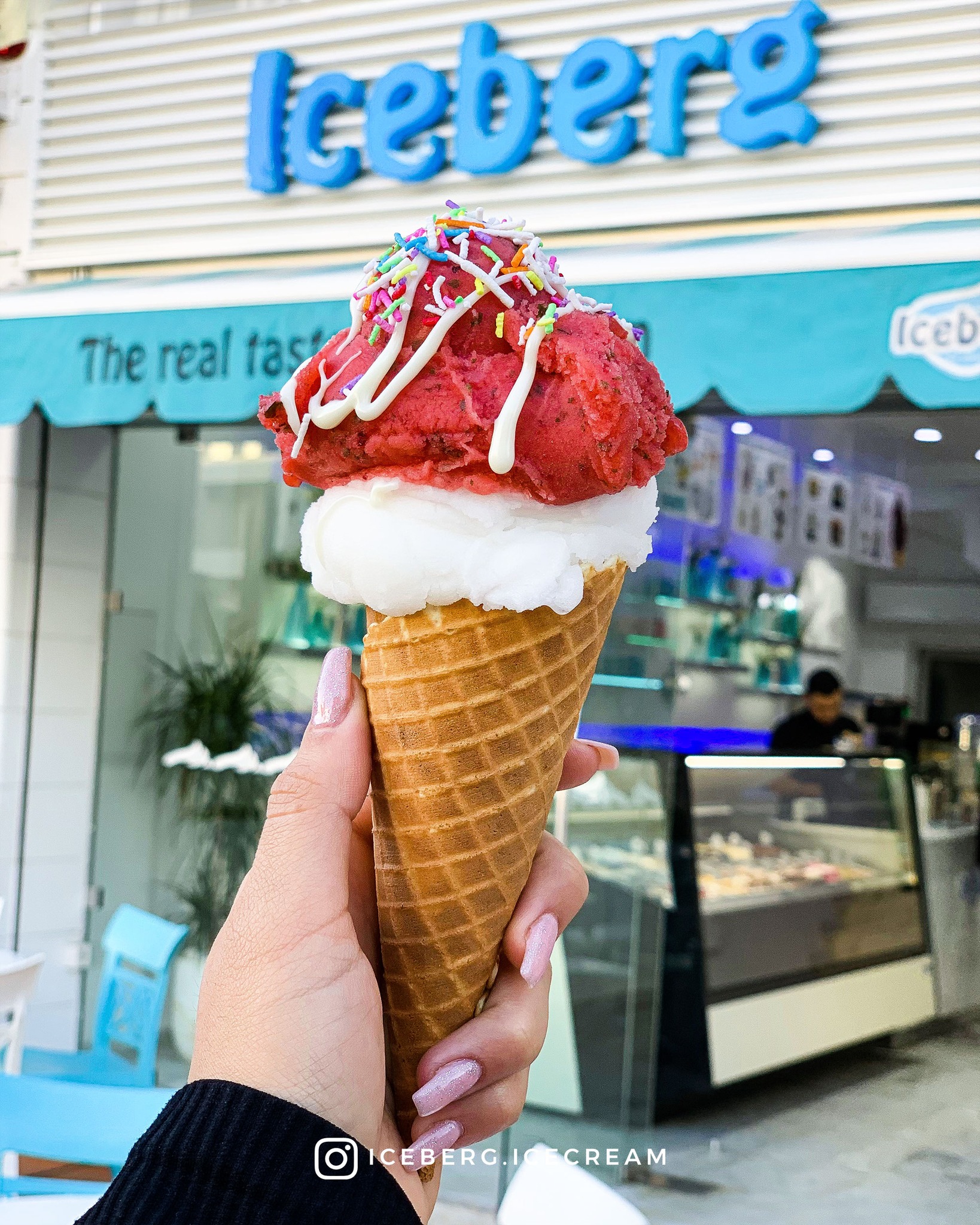 Glace fraise vanille